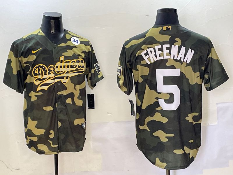 Men Los Angeles Dodgers #5 Freeman Camo Joint Name 2025 Nike MLB Jersey style 6